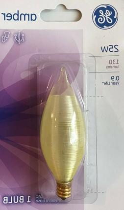 GE 25-Watt Amber Glow Flame-Tip Light Bulb w/Candelabra Base