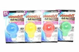 25 Watt Red, Green, Yellow and Blue Party Light Bulbs, Set o