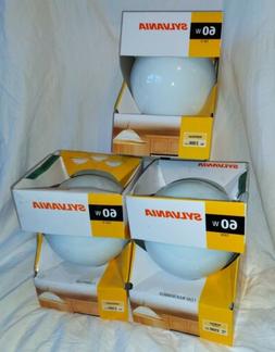 3 PACK SYLVANIA 60-Watt G40 Frosted White Globe Light Bulb M