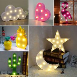 3D LED Night Light Cute Star Unicorn Wall Room Desk Nursery 