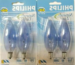 4 Philips Natural daylight = to GE Reveal 60 watt candelabra