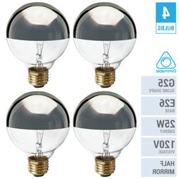 120v 25w G25 Medium E26 Half Chrome Mirror Silver Crown