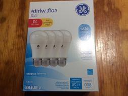 4 PACK GE LED Soft White 10w Dimmable 60 Watt Equivalent A19