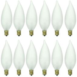 Sunlite 40CFF/32/12PK Candelabra  Base Flame Tip 40W Incande