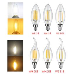 5X 2/4/6W E12 LED Chandelier Light Bulb Filament Candelabra 