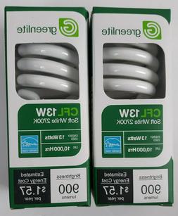 Greenlite CFL 13W Soft White 2700K Ultra Mini T2 Spiral 60W 