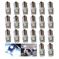 EverBrightt 20-Pack White BA9S 5050 5SMD Led License Plate L