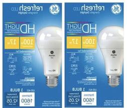 Lot Of 2 GE LED 100W/17W Refresh daylight HD light bulb dimm