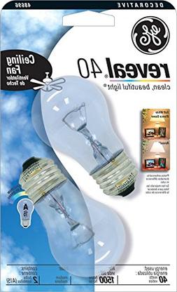 GE Reveal Clear 40 Watt 2-Pack Ceiling Fan Light Bulbs
